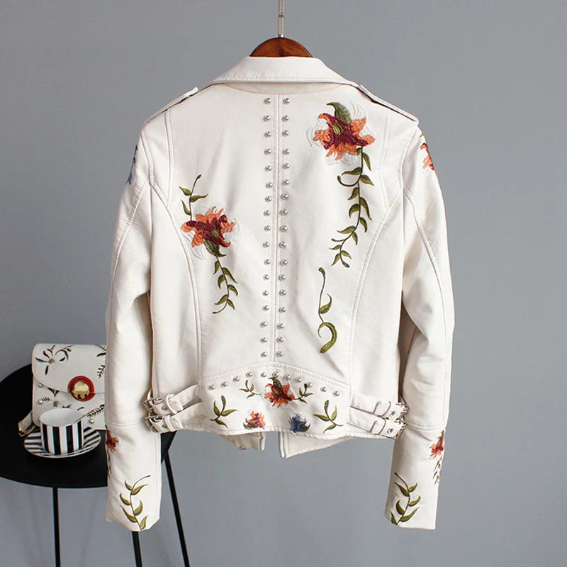 Veste Moto Brodée Punk