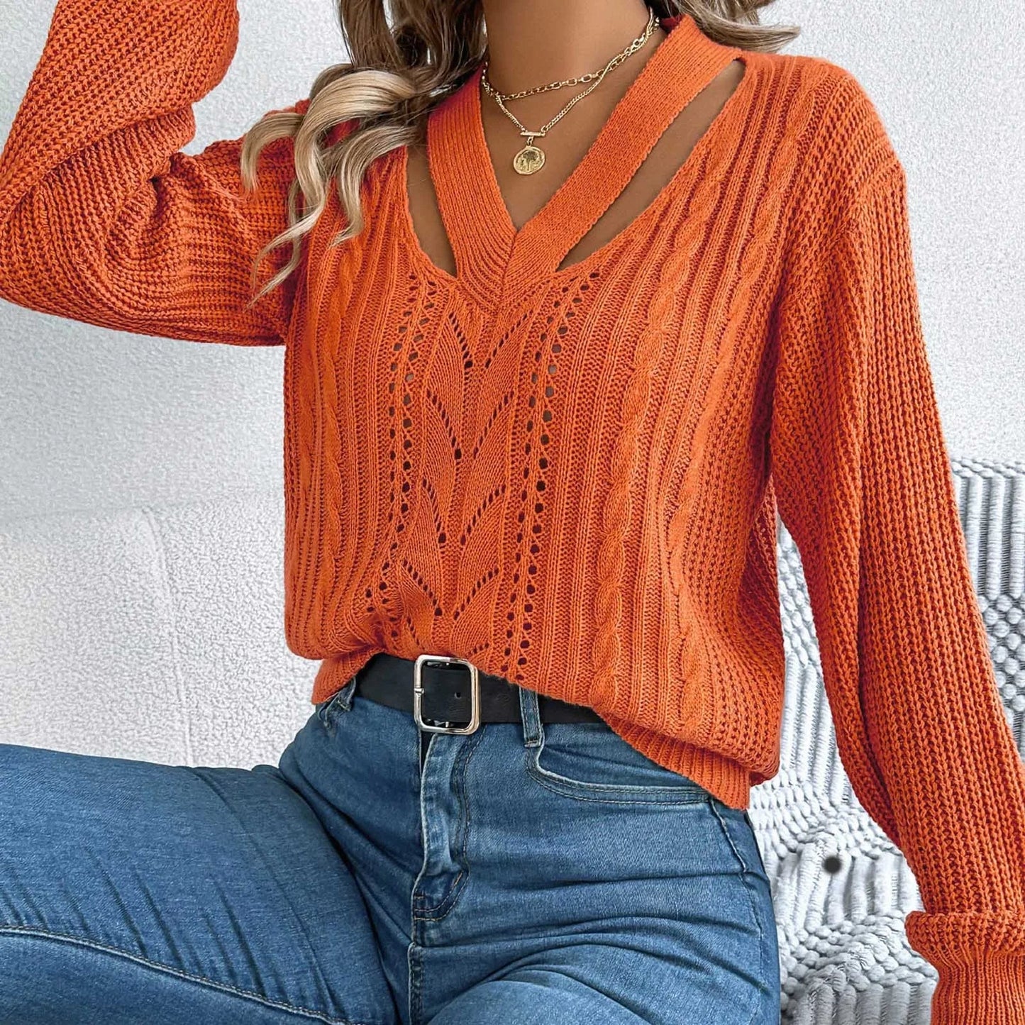 Pull oversize à col en V