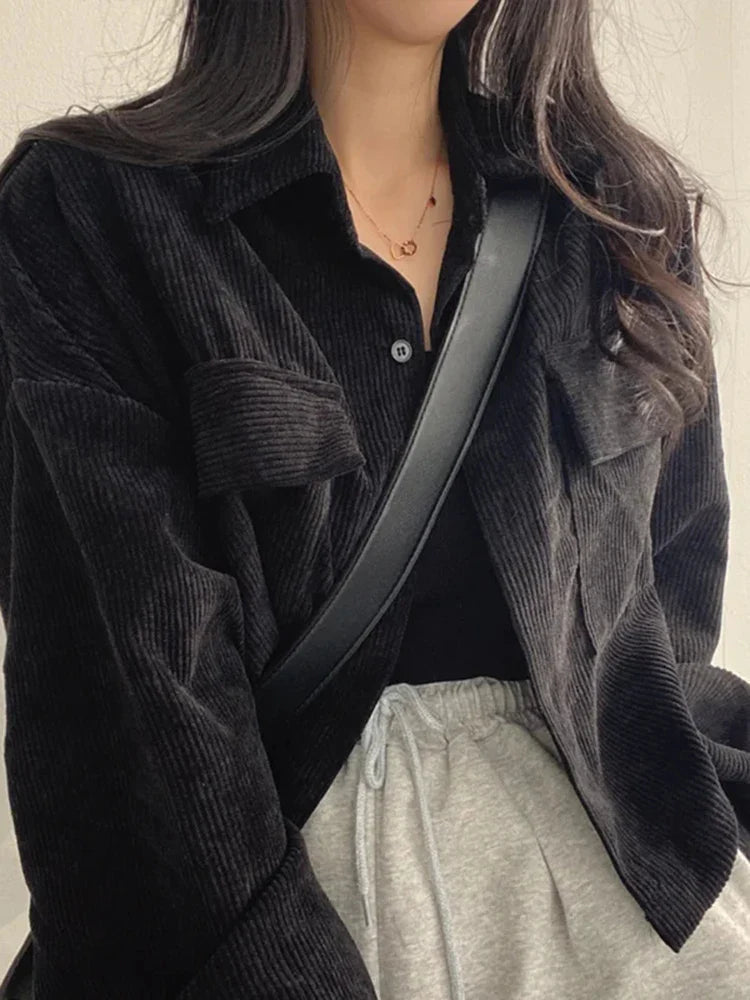 Veste Velours Poches Décontractée