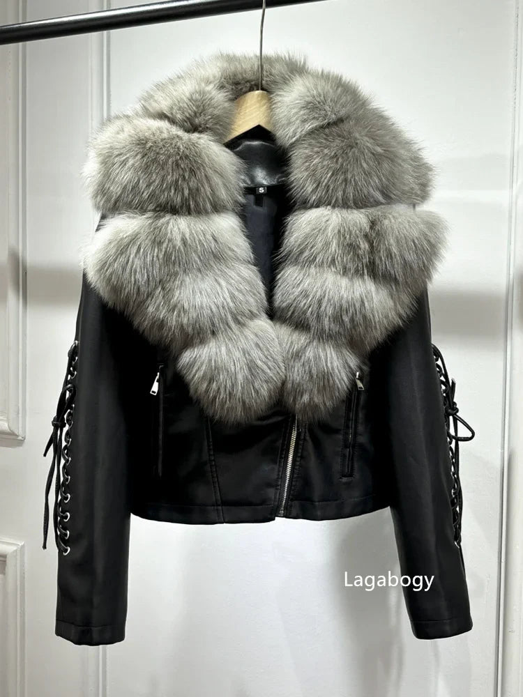 Veste Bomber Similicuir Fourrure