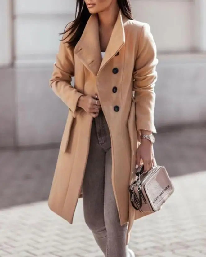 Manteau Long Décontracté avec Ceinture