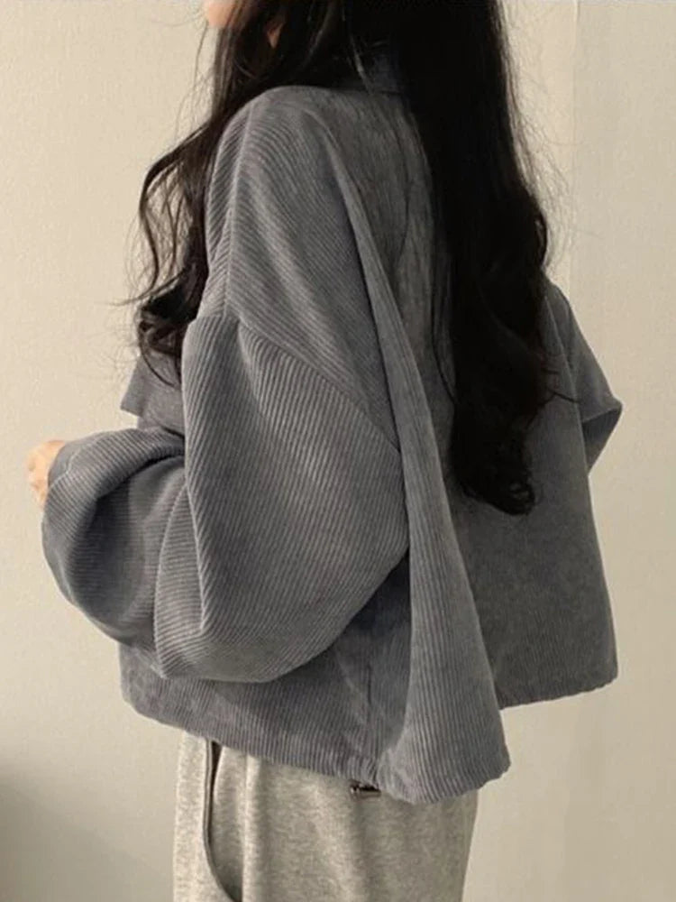 Veste Velours Poches Décontractée