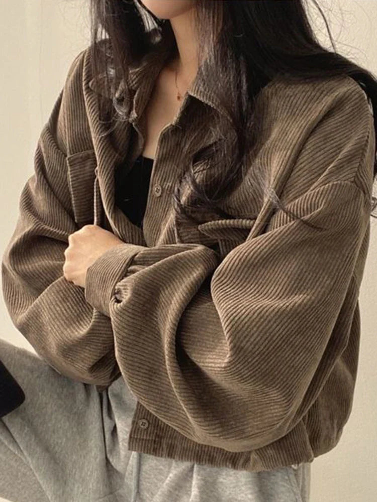 Veste Velours Poches Décontractée