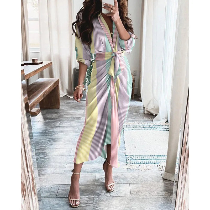 Robe Longue Imprimée et Ajustée