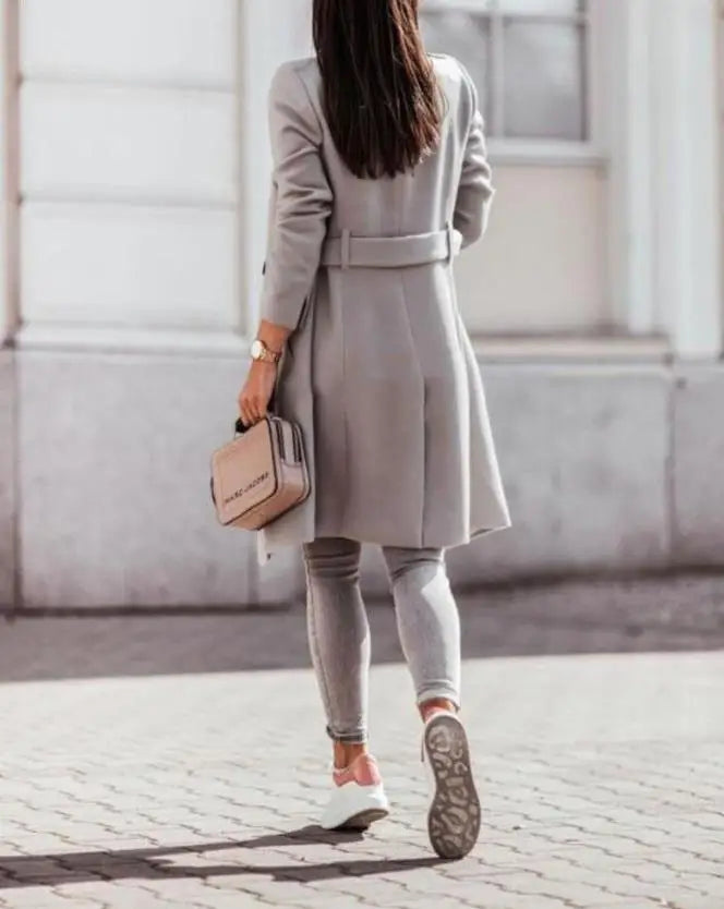 Manteau Long Décontracté avec Ceinture