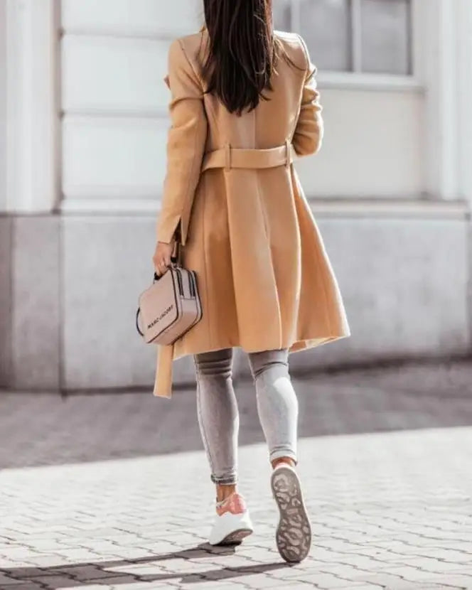 Manteau Long Décontracté avec Ceinture