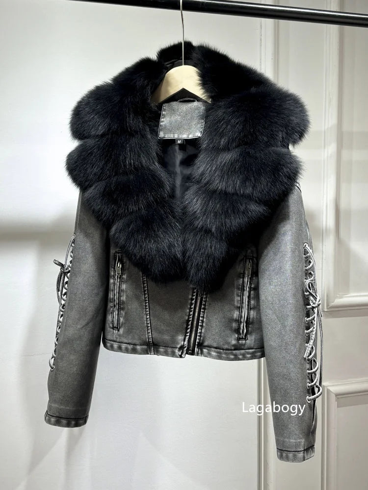 Veste Bomber Similicuir Fourrure