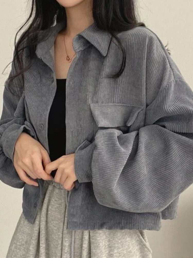 Veste Velours Poches Décontractée
