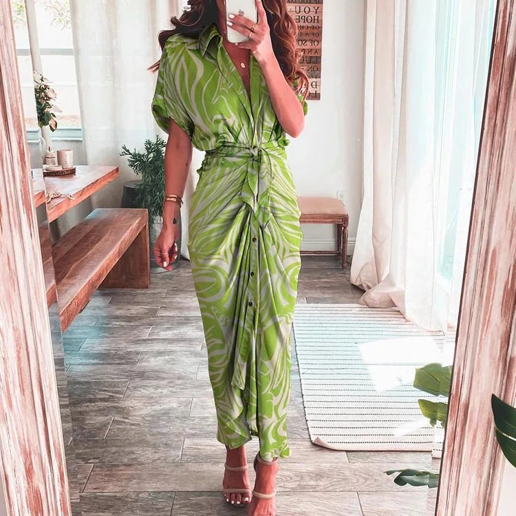 Robe Longue Imprimée et Ajustée