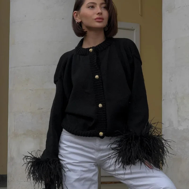 Cardigan Plumes Tendance Chic