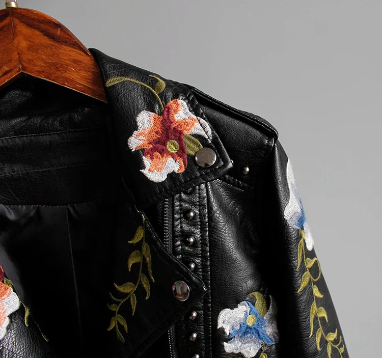 Veste Moto Brodée Punk