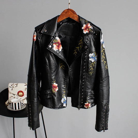 Veste Moto Brodée Punk