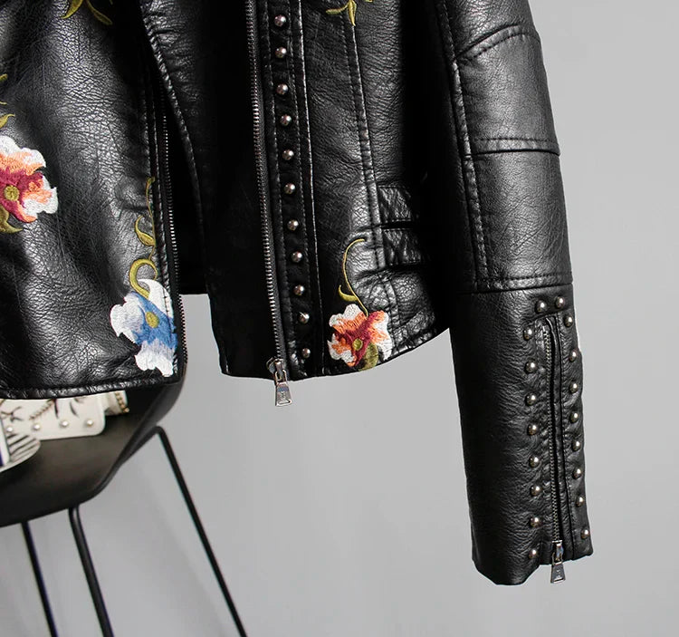 Veste Moto Brodée Punk