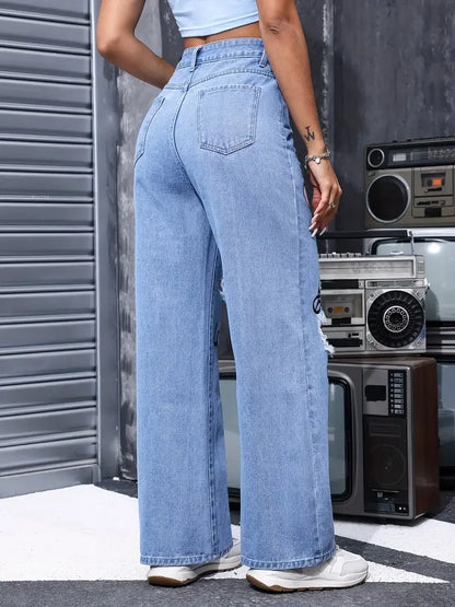 Jeans Papillon Taille Haute