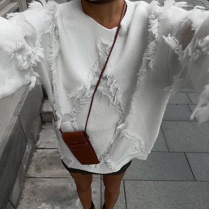 Pull Patchwork Franges Automne