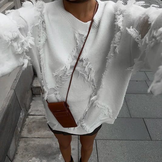 Pull Patchwork Franges Automne