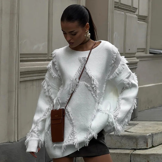 Pull Patchwork Franges Automne