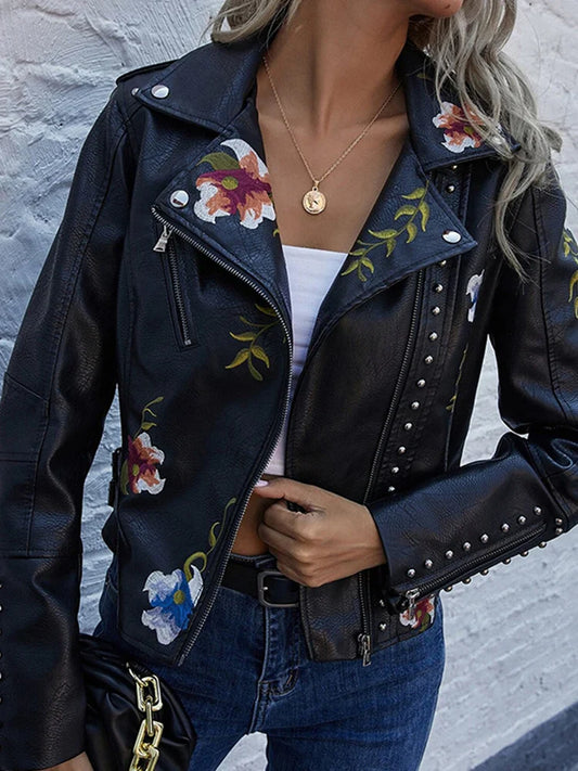 Veste Moto Brodée Punk