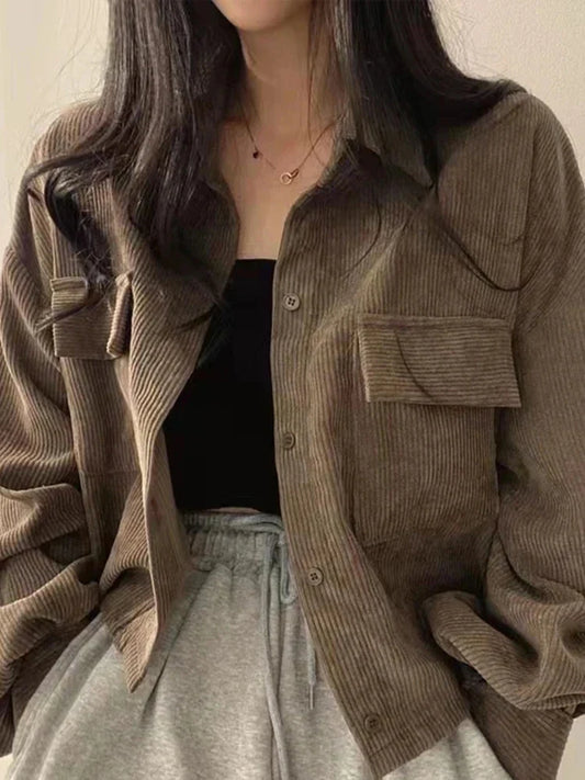 Veste Velours Poches Décontractée