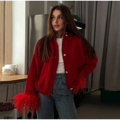 Cardigan Plumes Tendance Chic