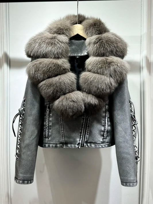Veste Bomber Similicuir Fourrure