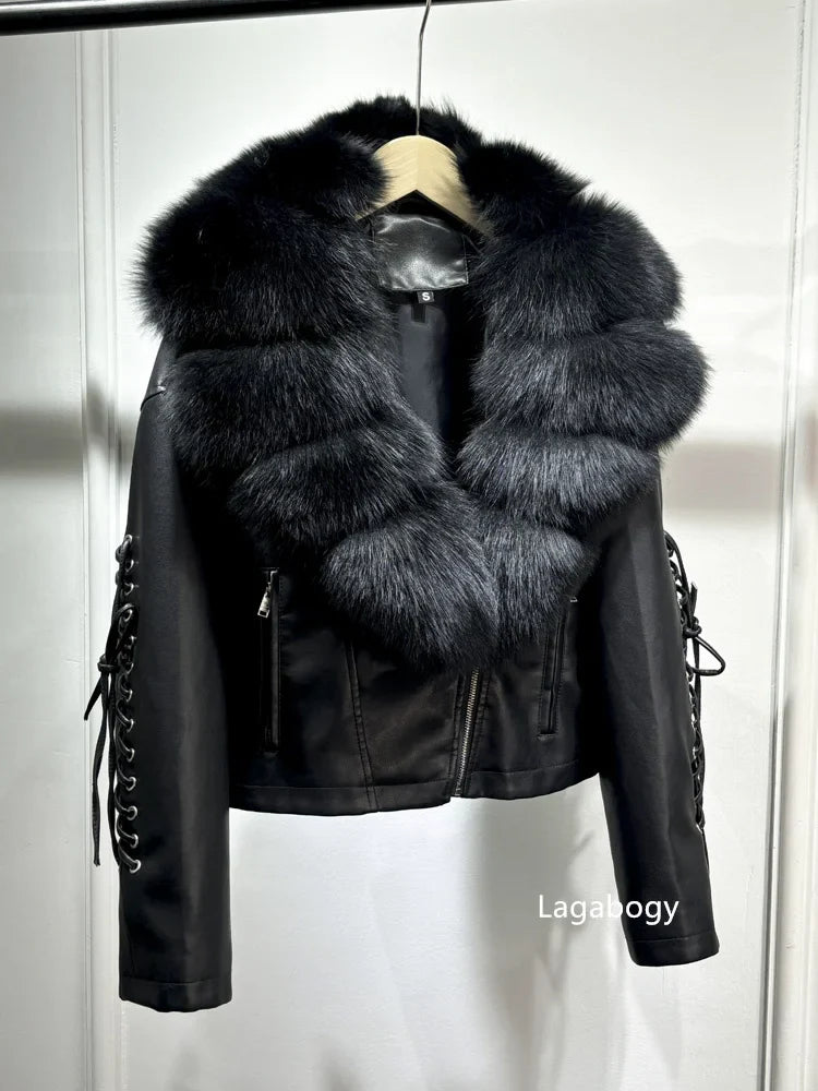 Veste Bomber Similicuir Fourrure