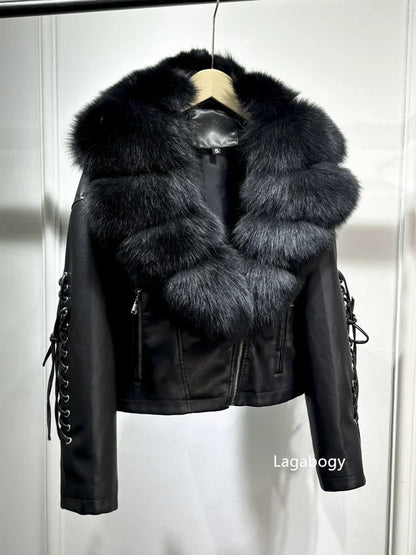 Veste Bomber Similicuir Fourrure