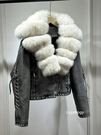 Veste Bomber Similicuir Fourrure